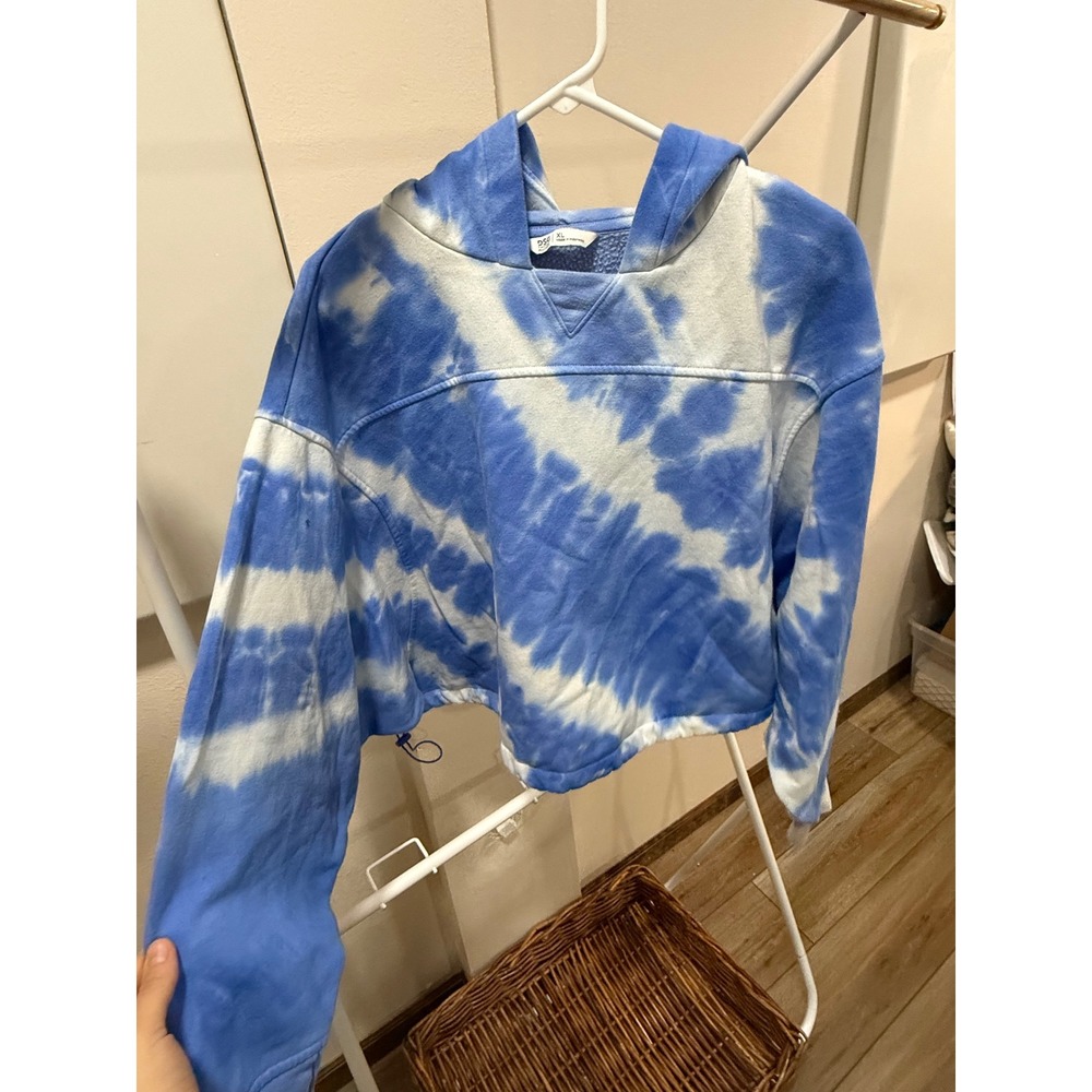Athleisure Cropped‎ Dyed Hoodie Gym Basics Blue Size XL
